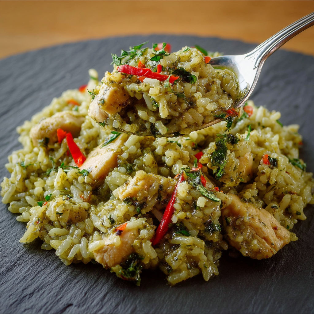 A fork is in a bowl of rice and meat.