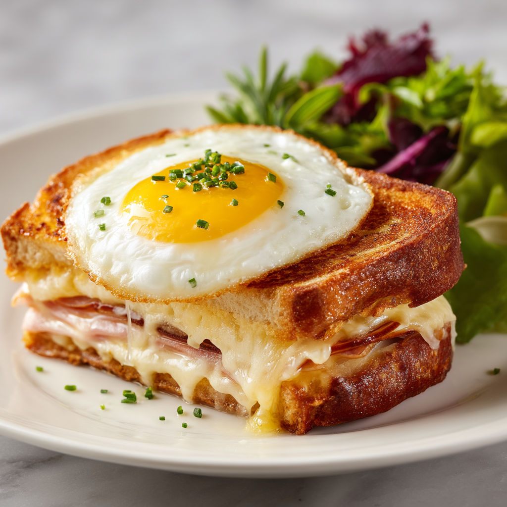 A sandwich with an egg on top.