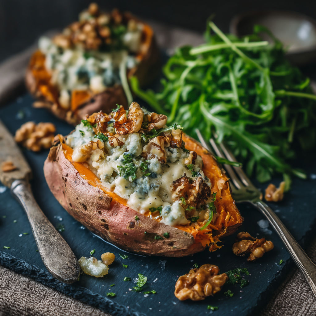 A plate of food with a fork and knife.