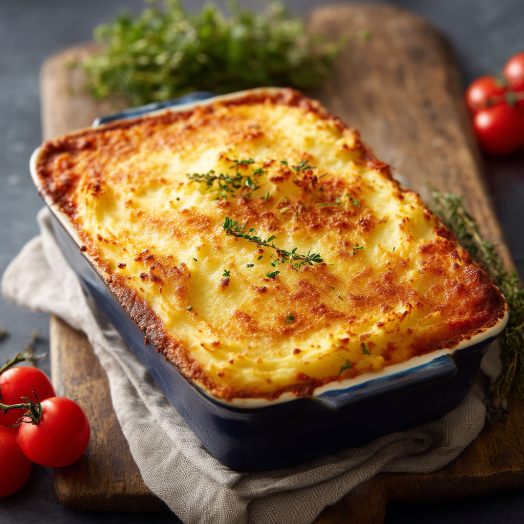 A casserole dish filled with food.
