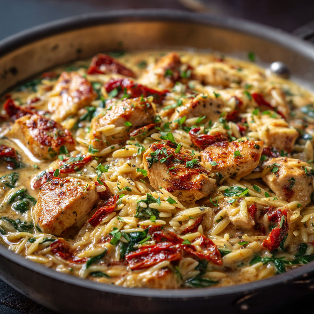 A pan of food with chicken and vegetables.