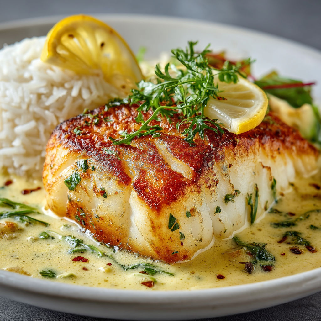 A plate of food with fish and rice.