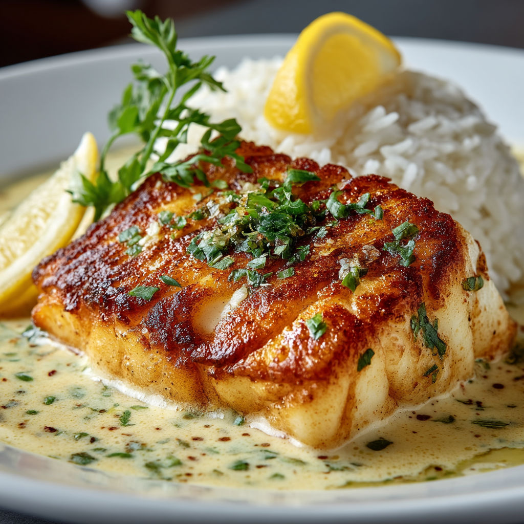 A plate of food with fish and rice.