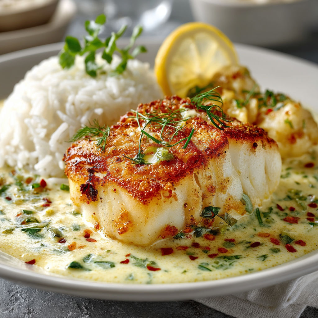 A plate of food with a fish dish and rice.