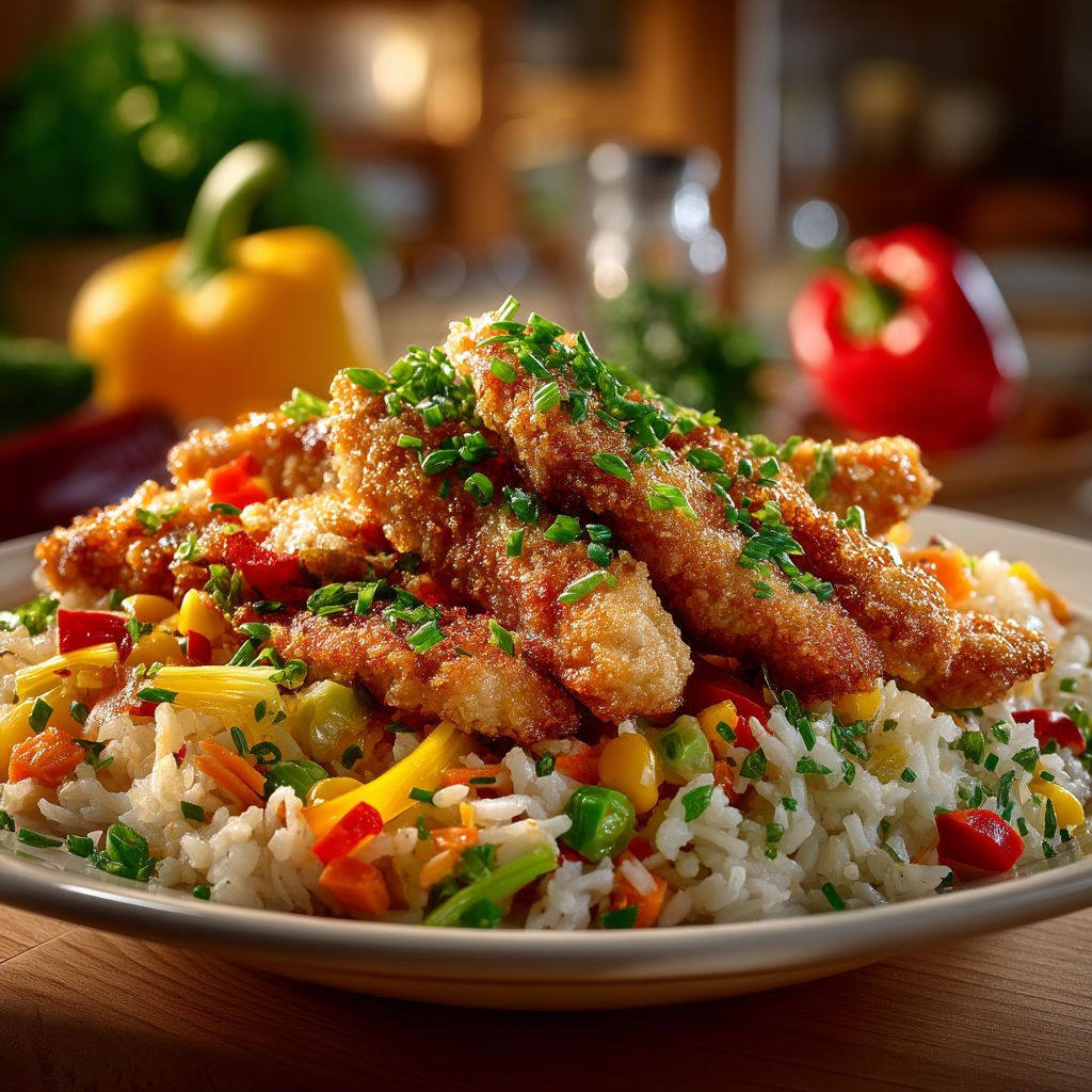A plate of food with rice and vegetables.