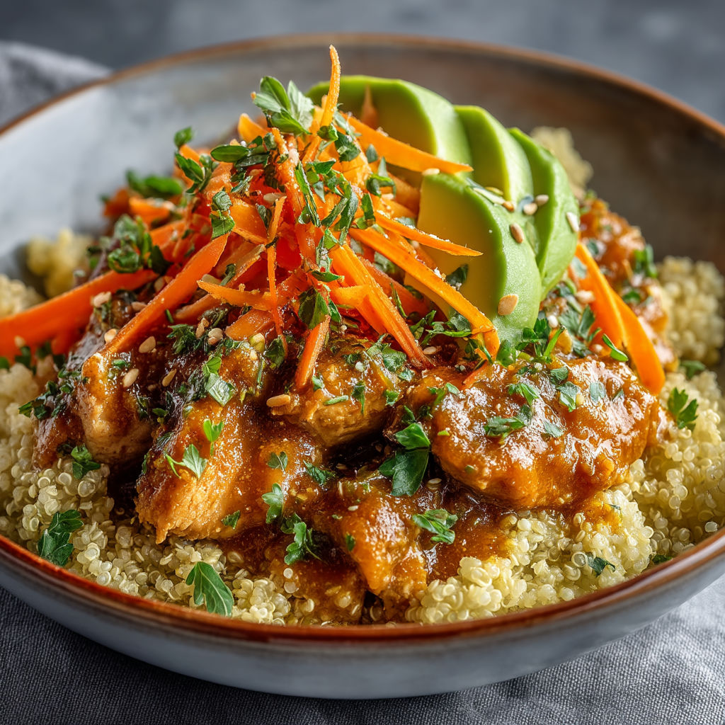 A bowl of food with a carrot on top.