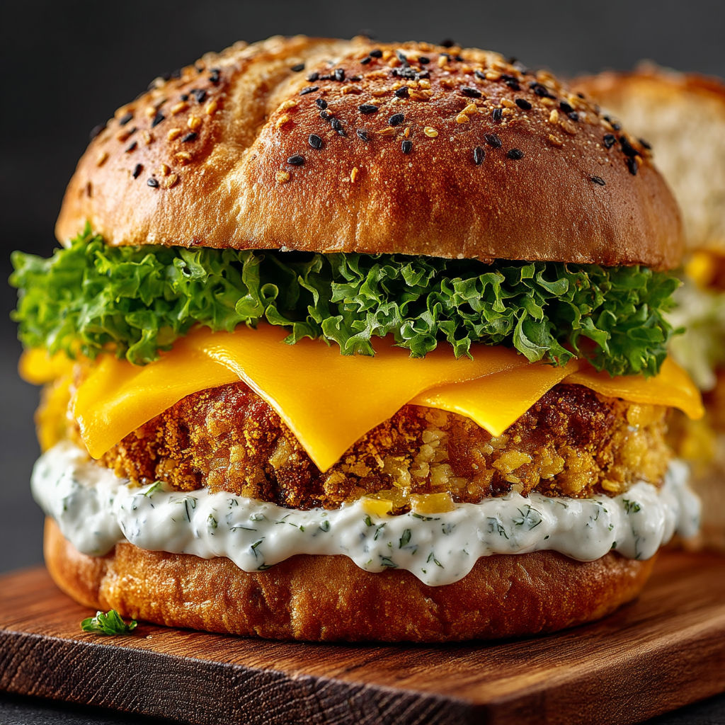 A sandwich with lettuce, cheese, and a seeded bun.