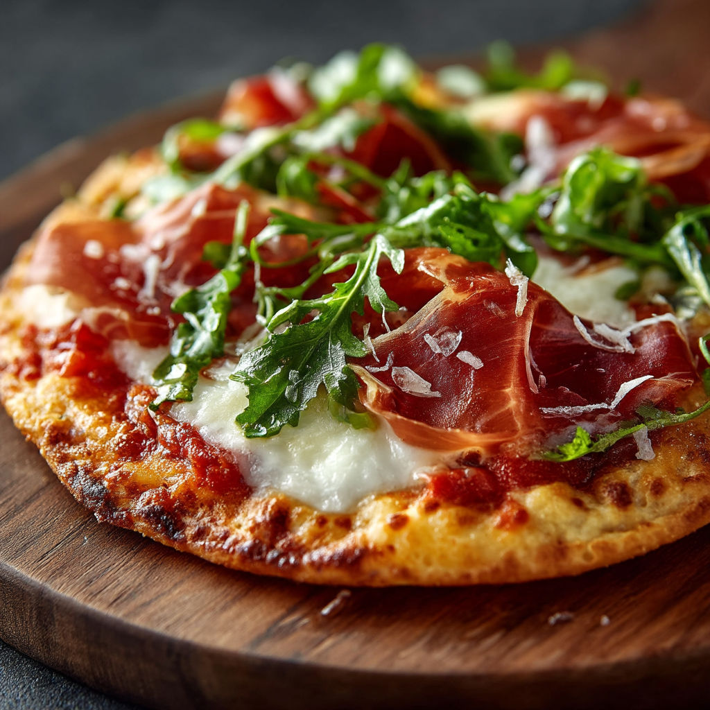 A pizza with cheese and bacon on top.