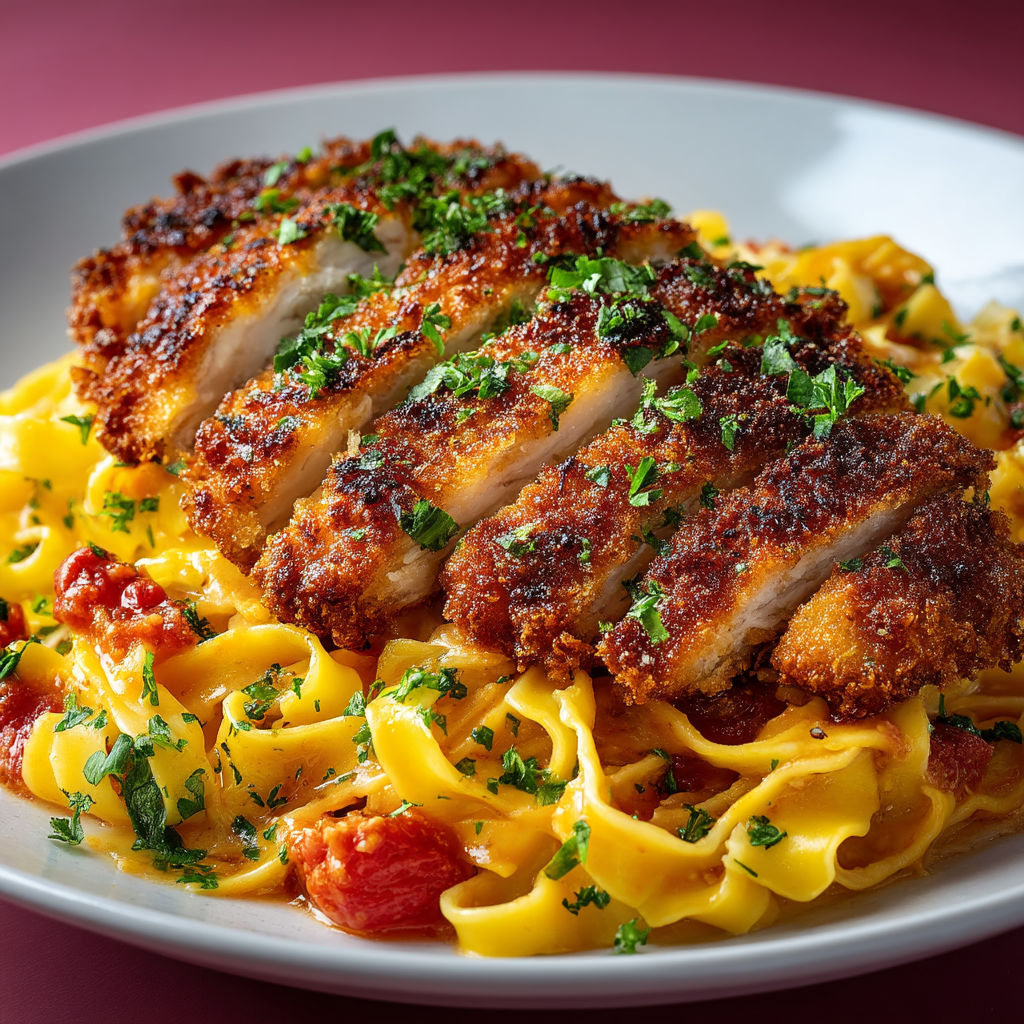 A plate of food with chicken and noodles.