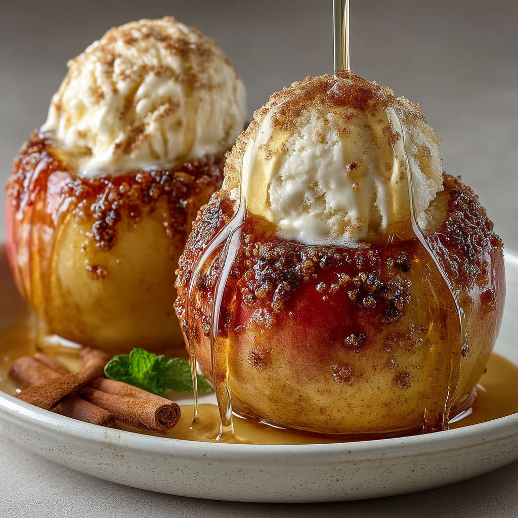 Two desserts with caramel drizzle.