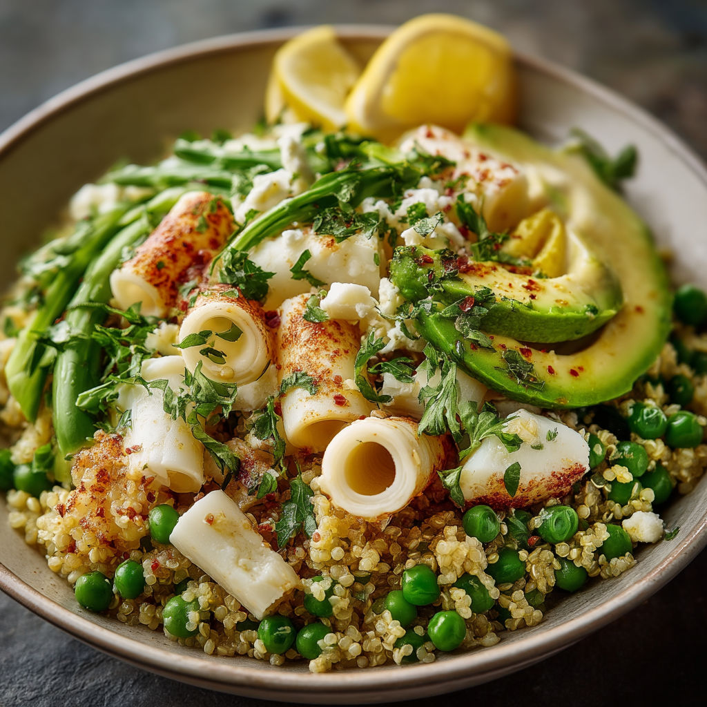 A bowl of food with a variety of ingredients.