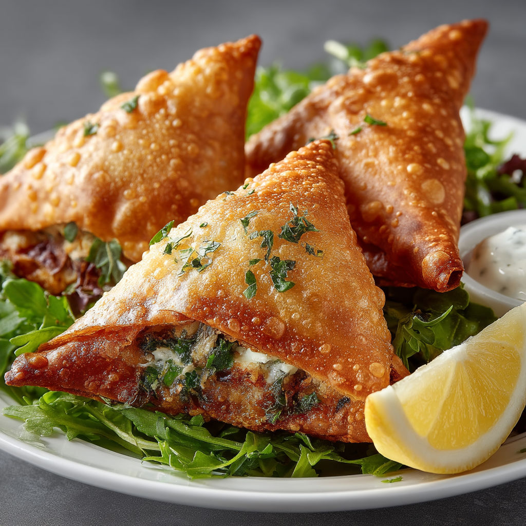 A plate of food with a lemon wedge on top.