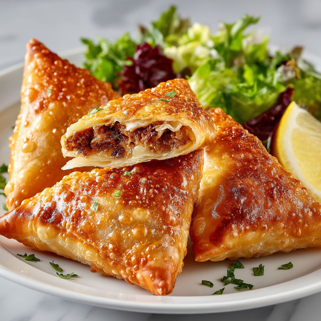 A plate of food with a lemon wedge on the side.