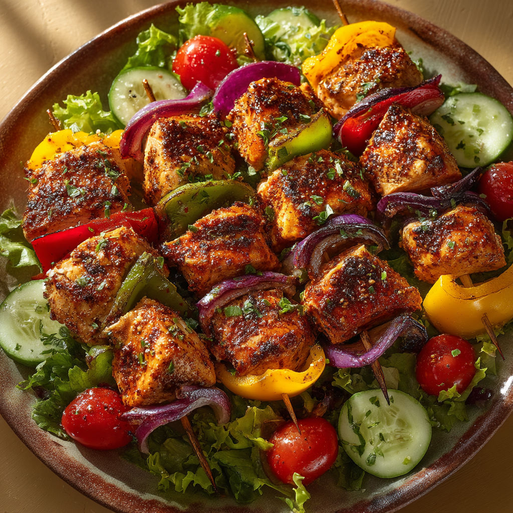 A plate of food with a variety of vegetables and meat.