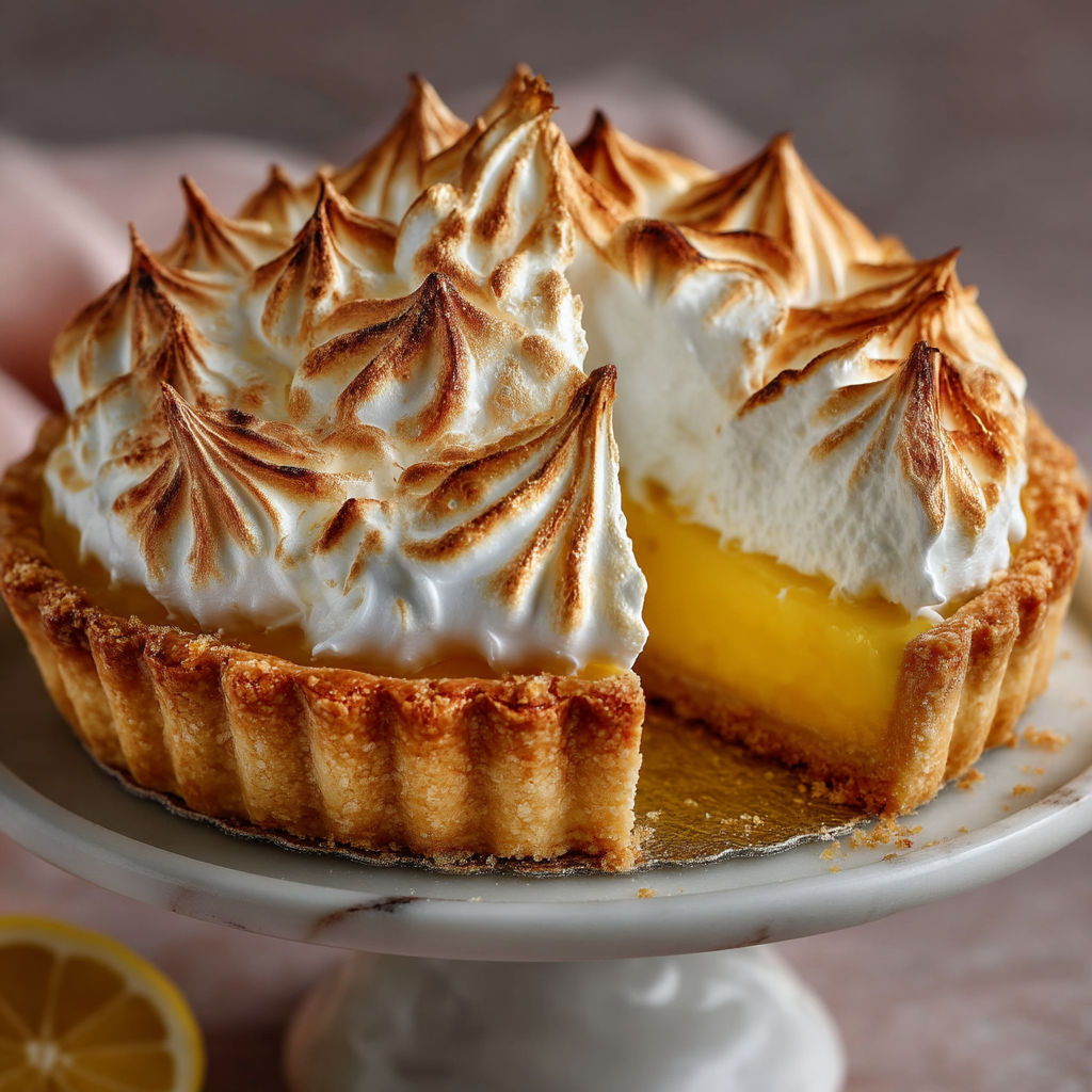 A slice of tarte au citron meringuée.