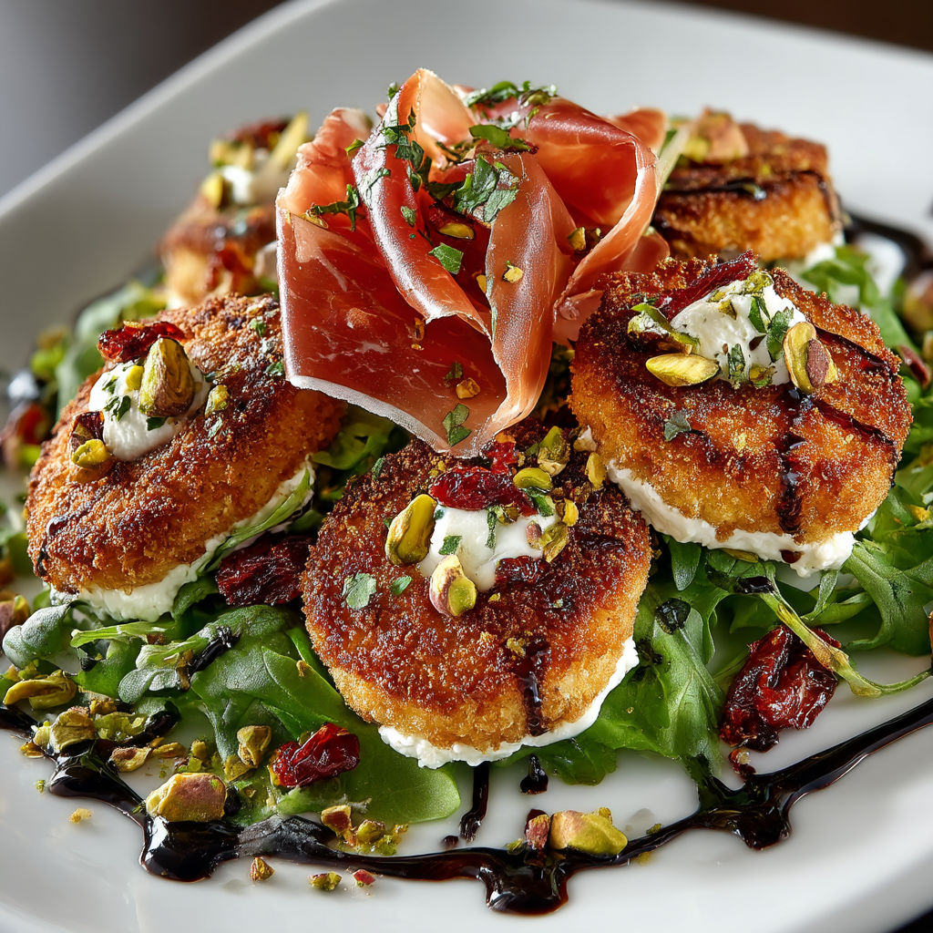 A plate of food with a salad and meat on top.