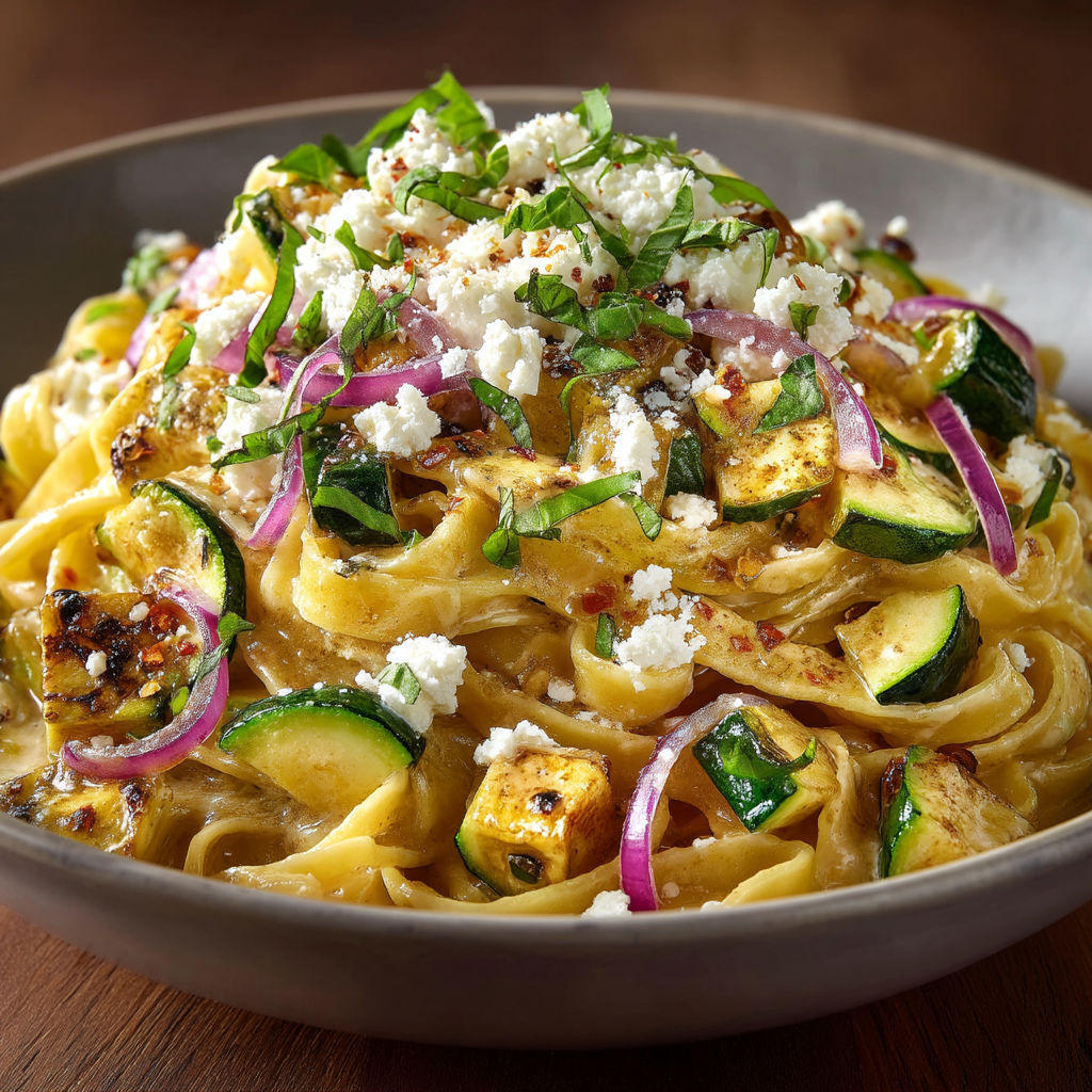 A bowl of pasta with vegetables.