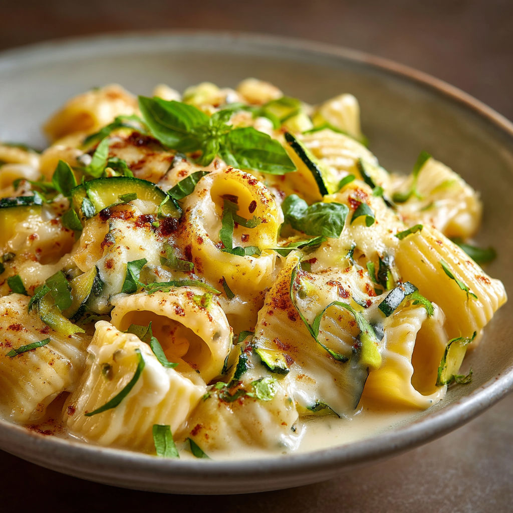A bowl of pasta with vegetables.