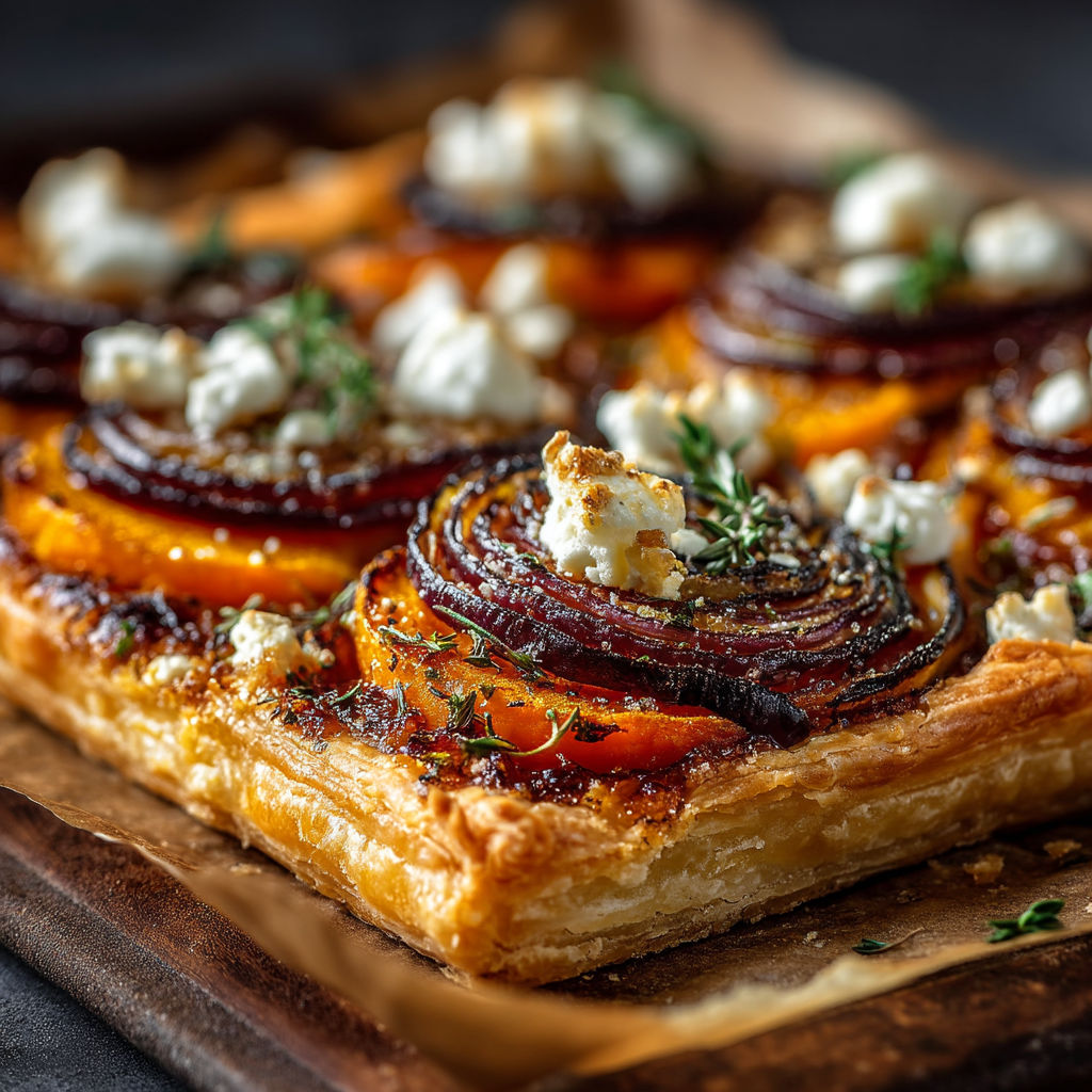 A close up of a food item with a blue cheese topping.