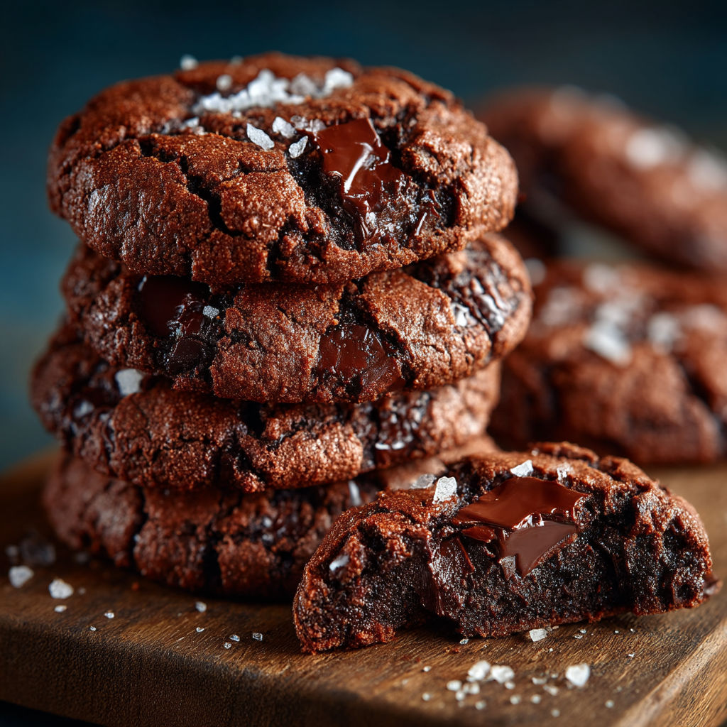 Chocolate cookies with chocolate drizzle.