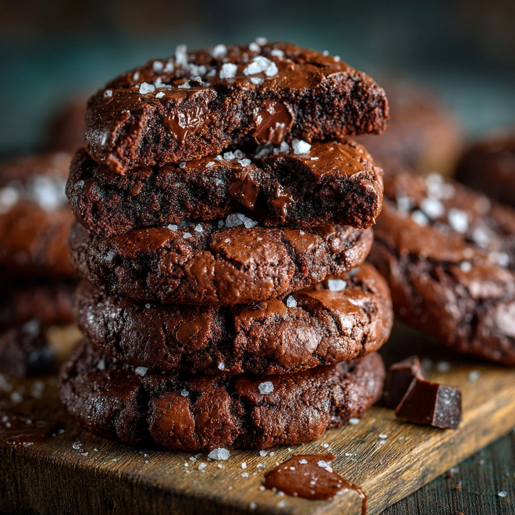 Chocolate chip cookies with powdered sugar on a wooden table.