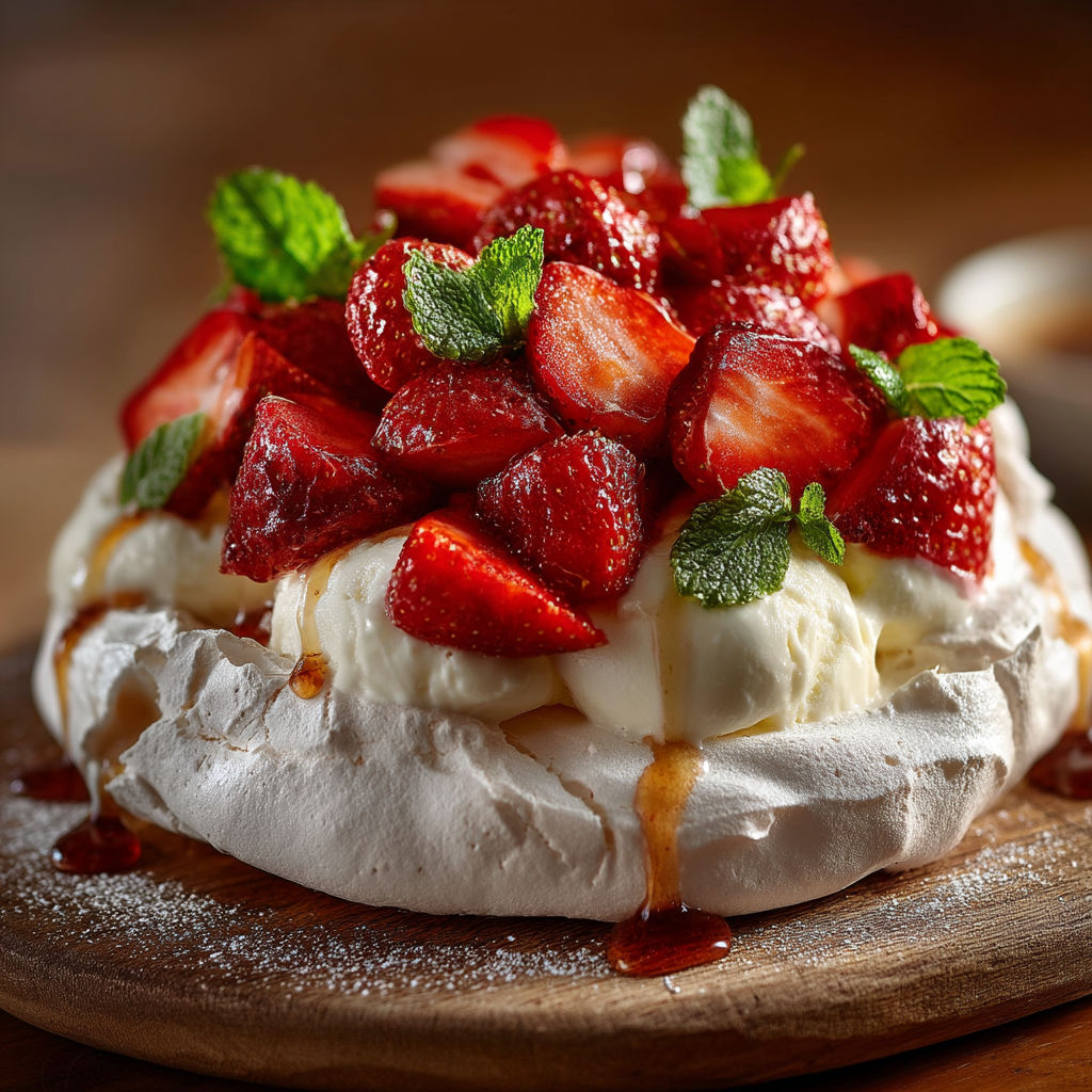 A dessert with strawberries and whipped cream.