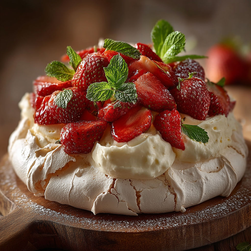 A dessert with strawberries and mint.