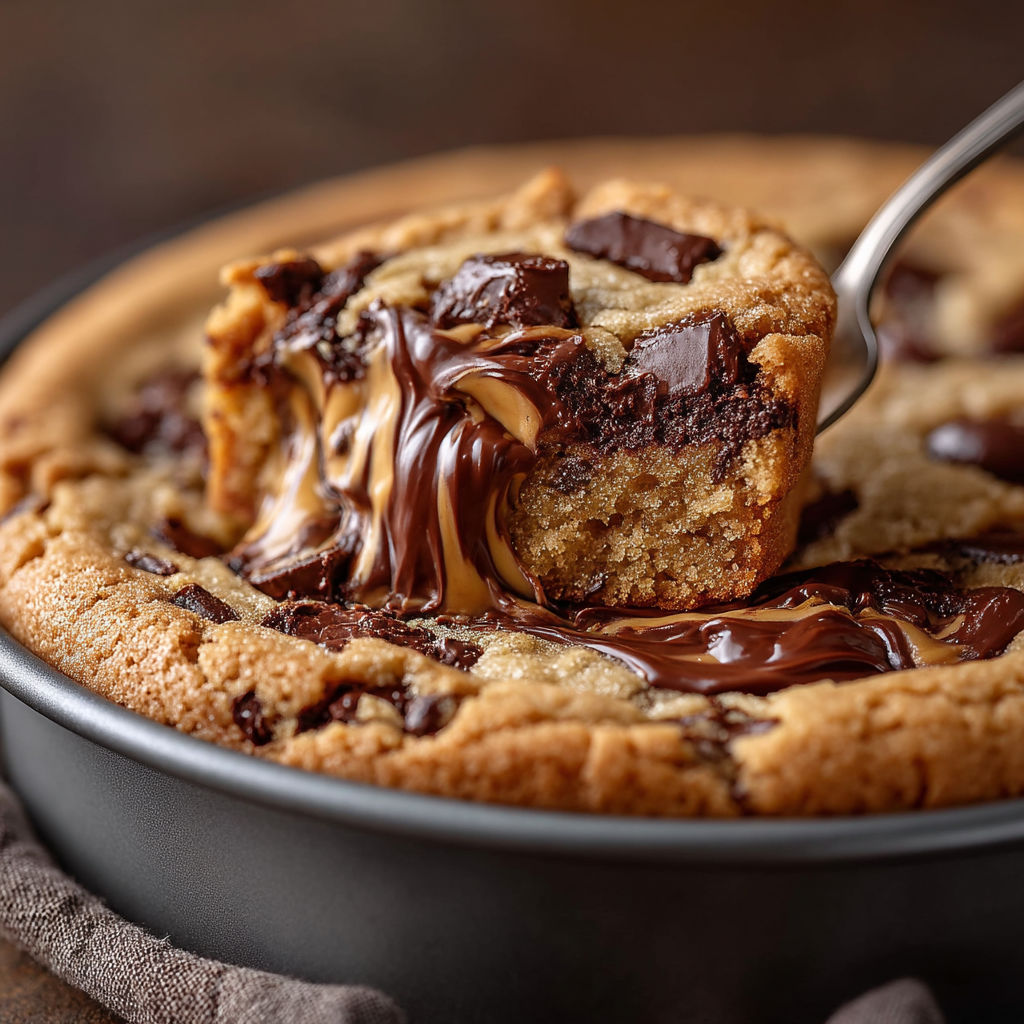 A chocolate chip cookie with chocolate drizzled on top.