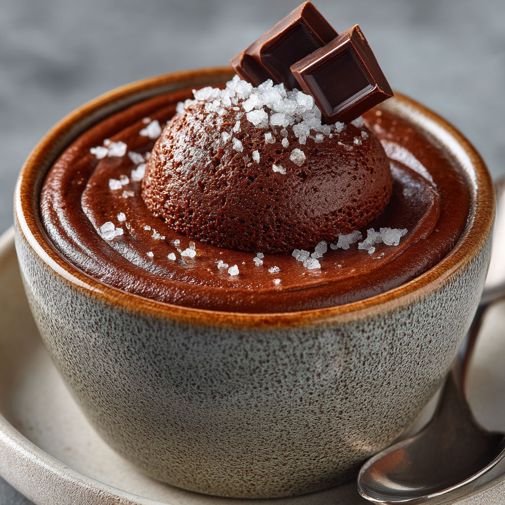 A cup of mousse au chocolat maison.