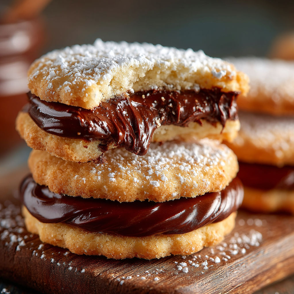 A chocolate covered cookie with chocolate drizzled on top.