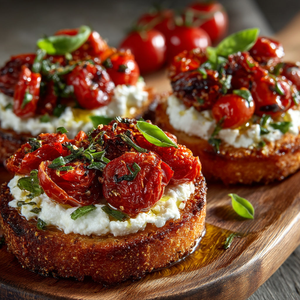 Toast with ricotta and tomatoes.