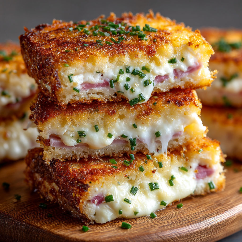 A stack of mini grilled cheese sandwiches.