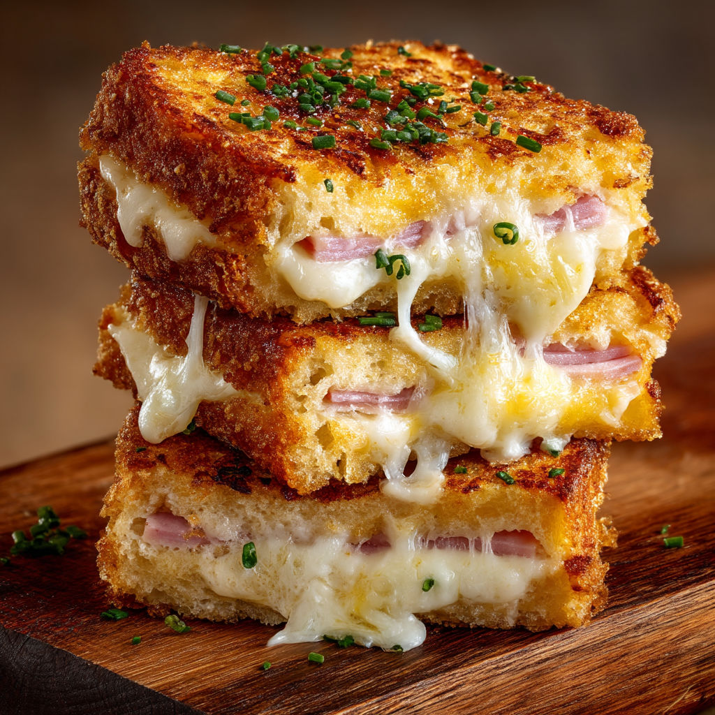 A stack of grilled cheese sandwiches.