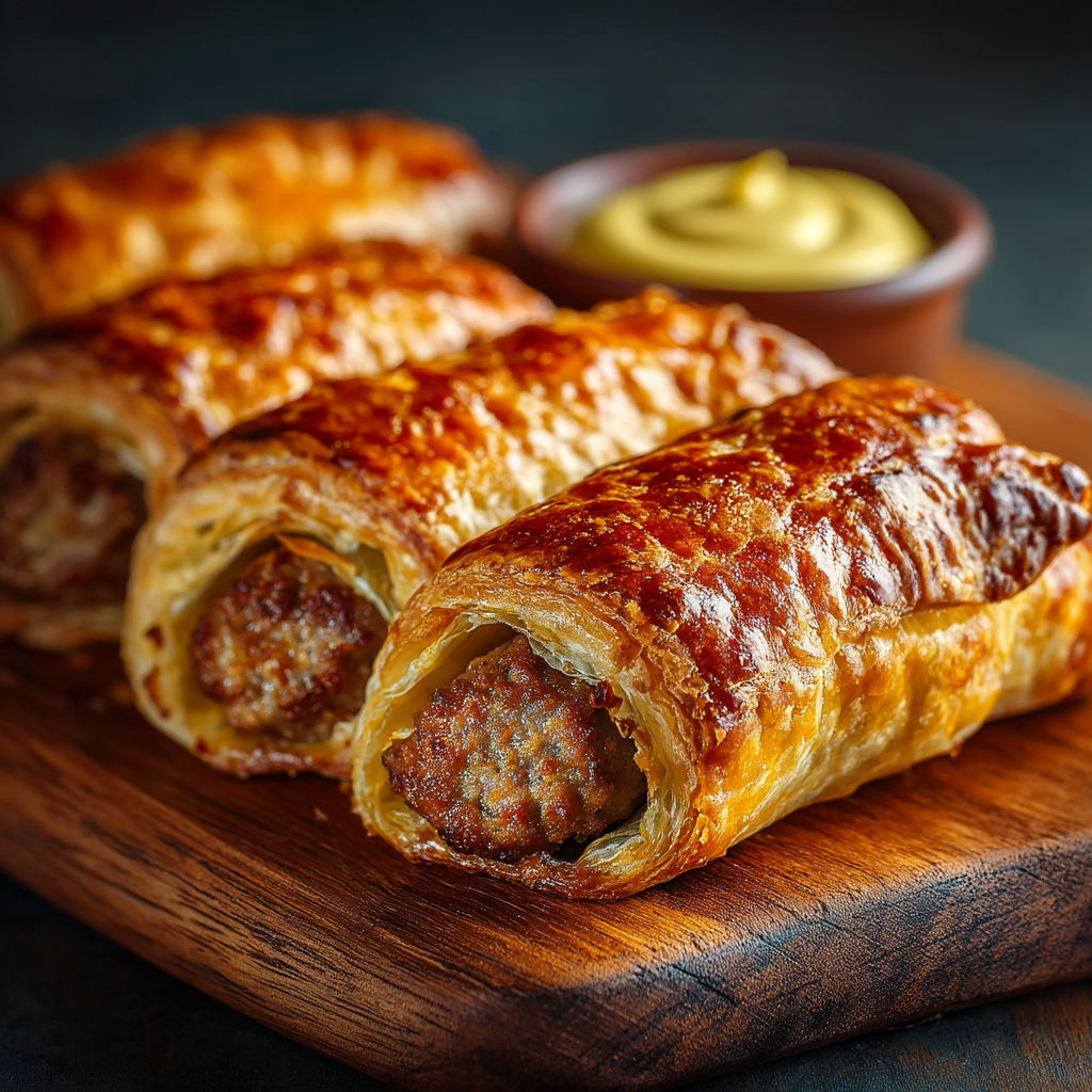 A plate of sausage rolls.