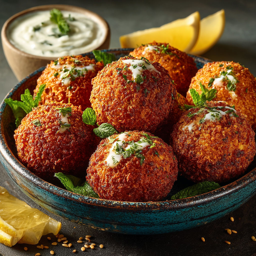 A bowl of food with a lemon wedge on top.