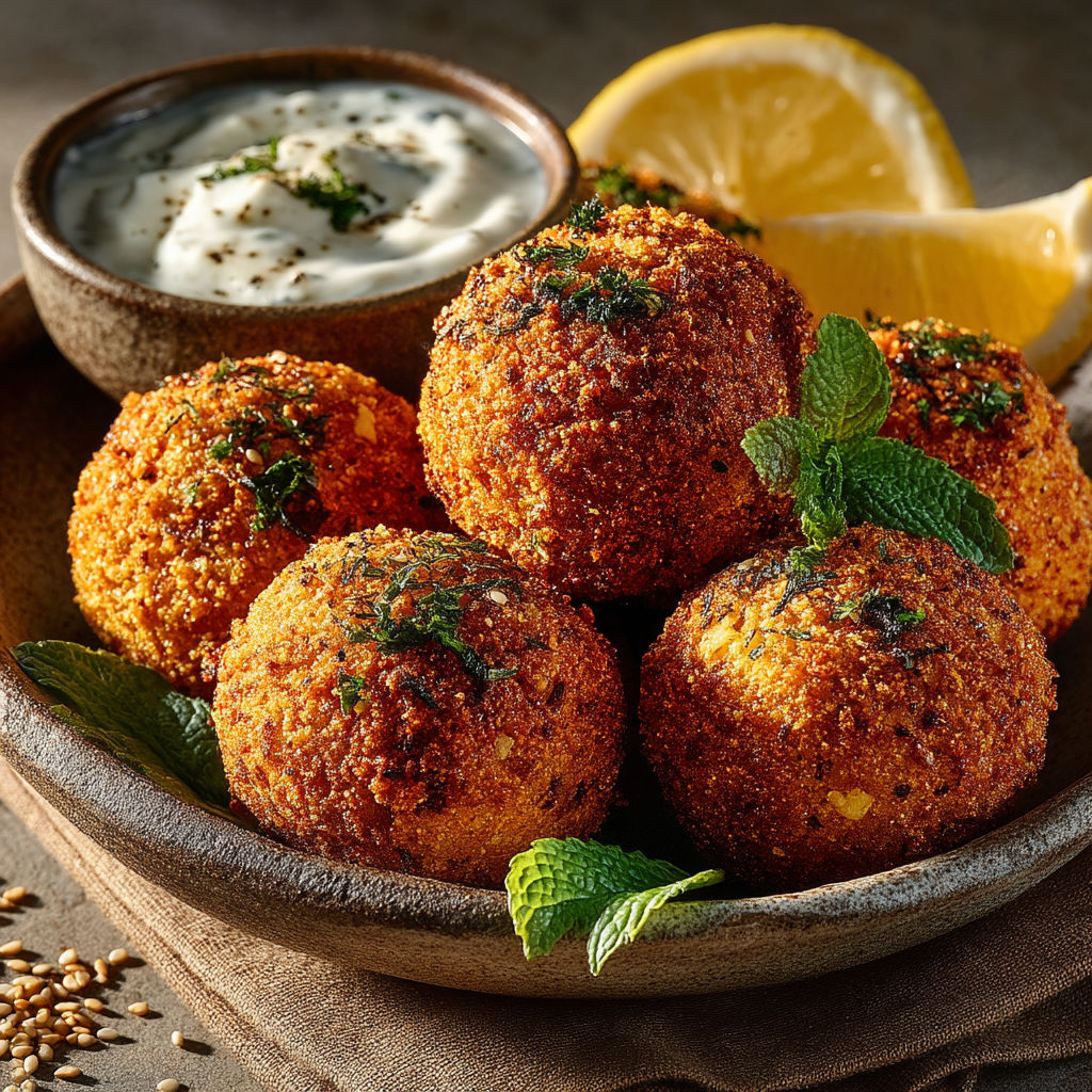 A bowl of food with a lemon wedge on top.
