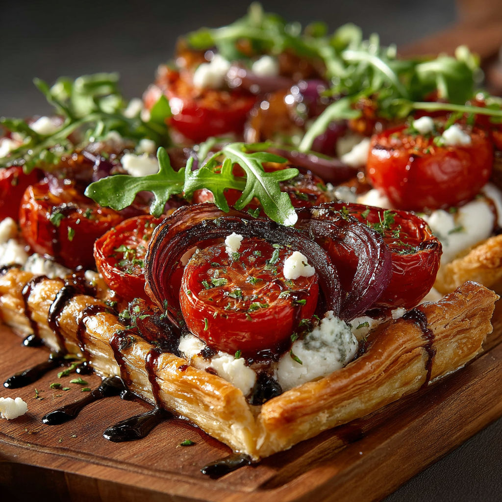 A close up of a food item with a blue cheese sauce.