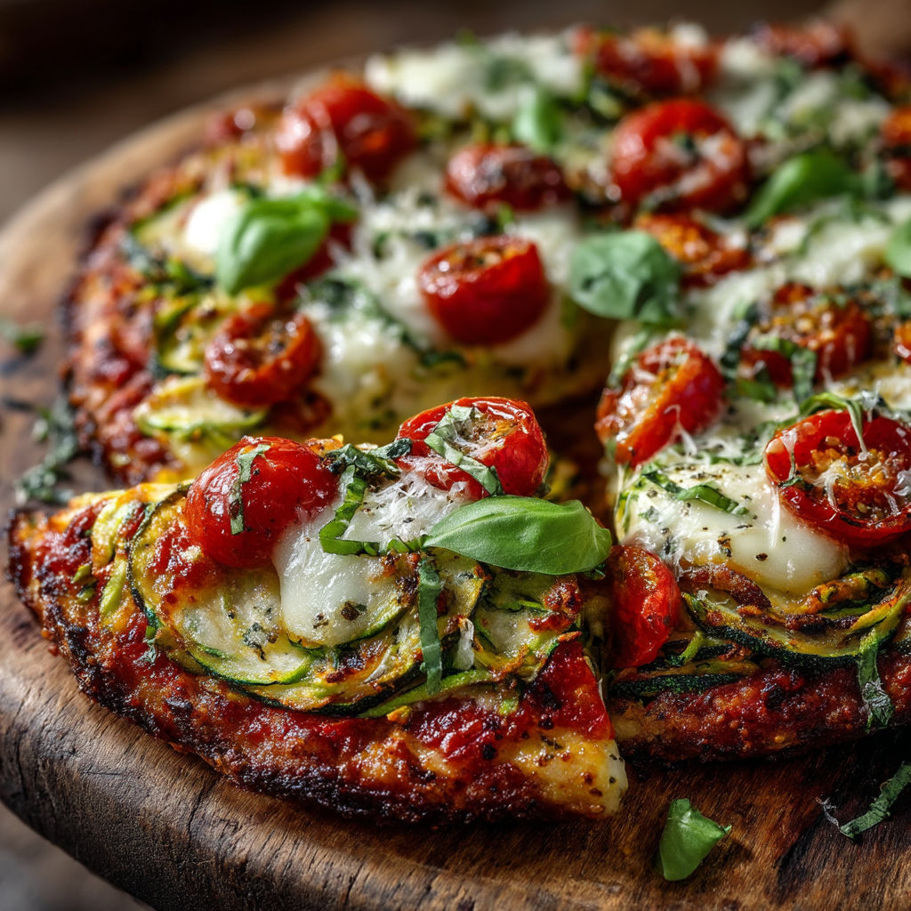 A pizza with tomatoes and cheese.