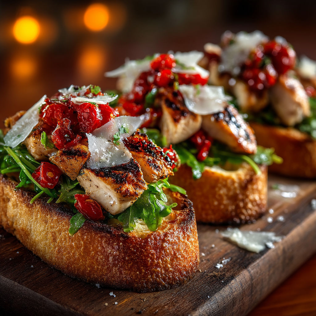 A plate of food with chicken, tomatoes, and Parmesan.