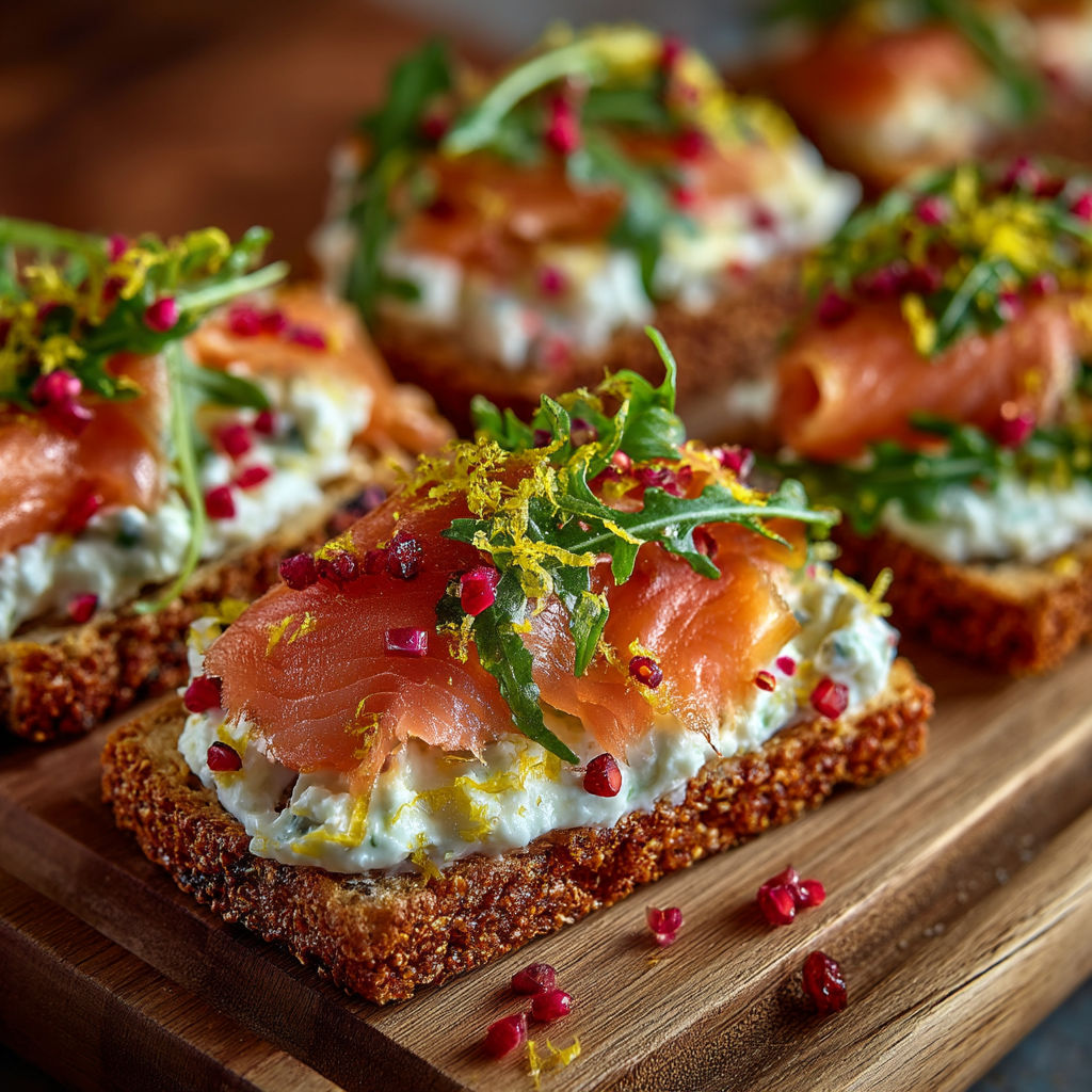 Tartines du dimanche soir au fromage frais et au saumon fumé.