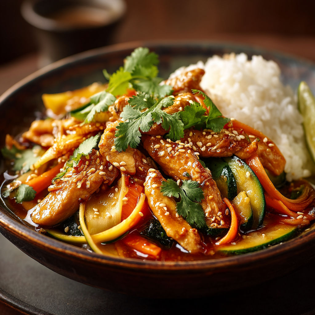 A bowl of food with rice and meat.