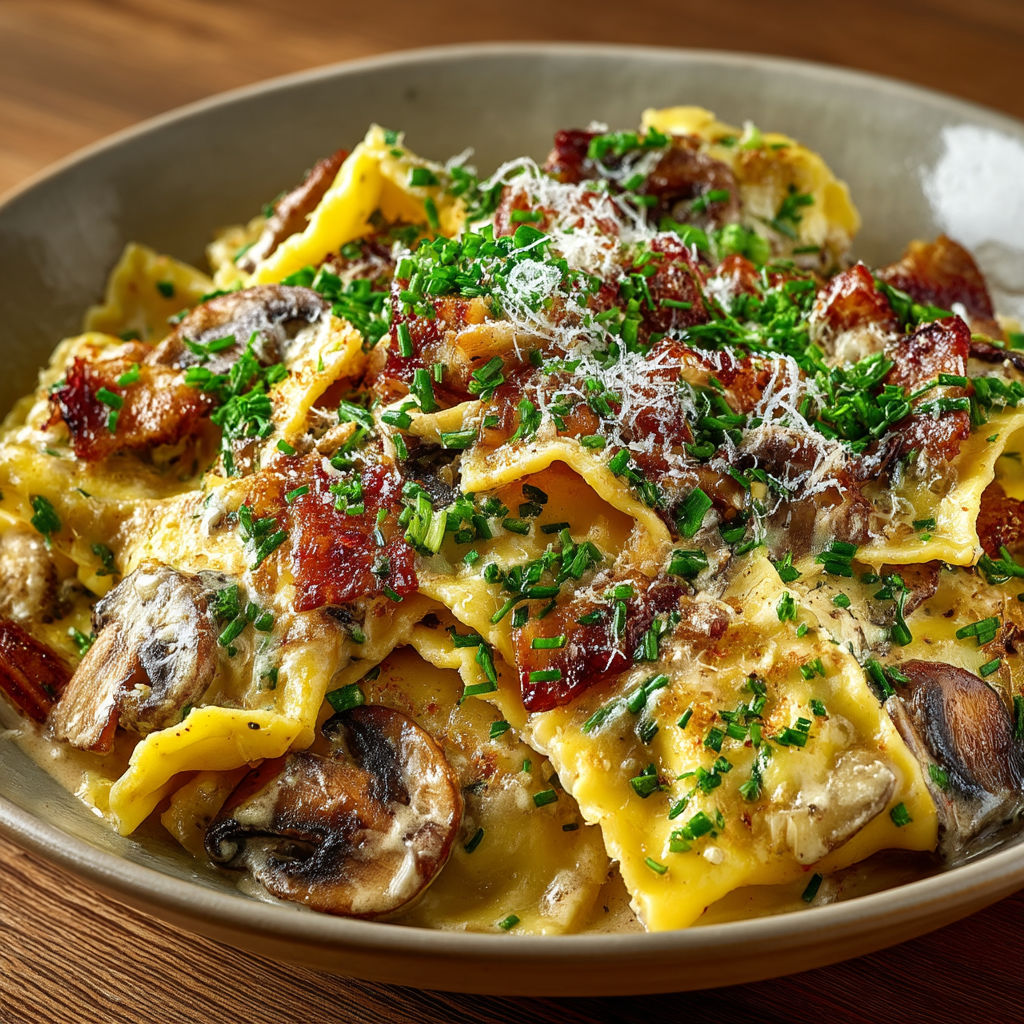 A plate of lasagna alla boscaiola.