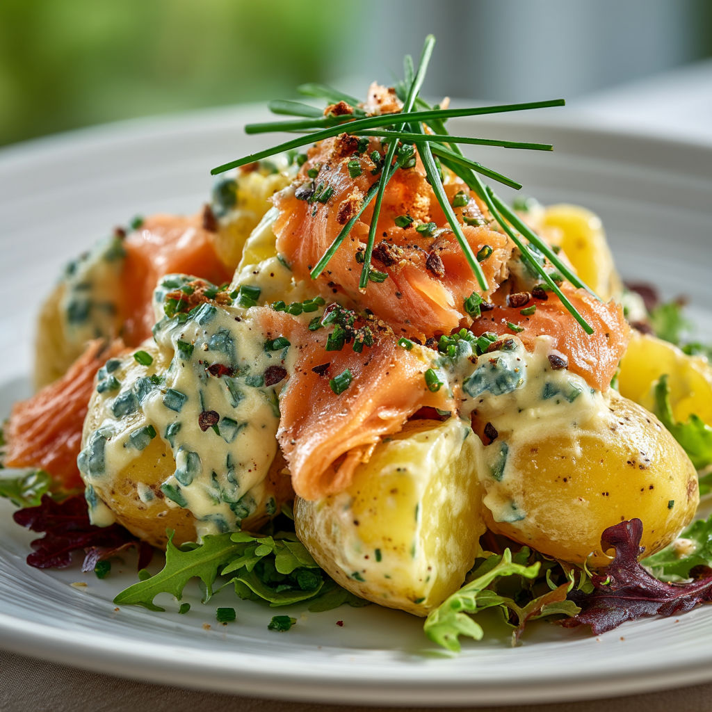 A plate of food with a salad and fish.