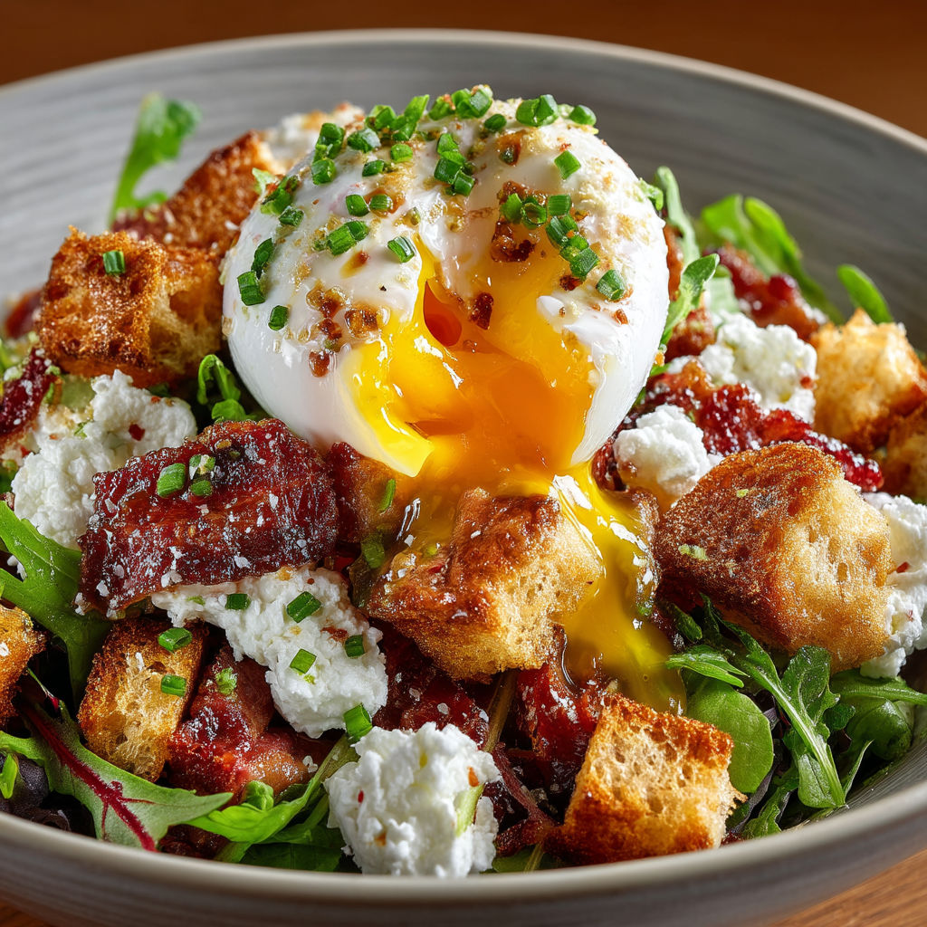 A plate of food with a fried egg on top.