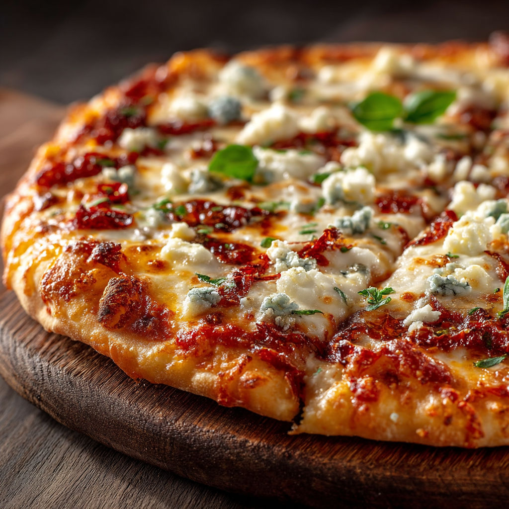 A pizza with cheese and spinach on top.