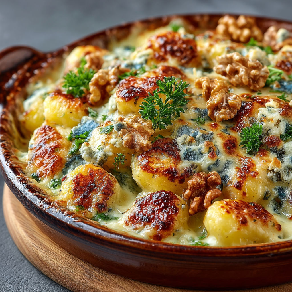 A dish of food with a blue sauce.