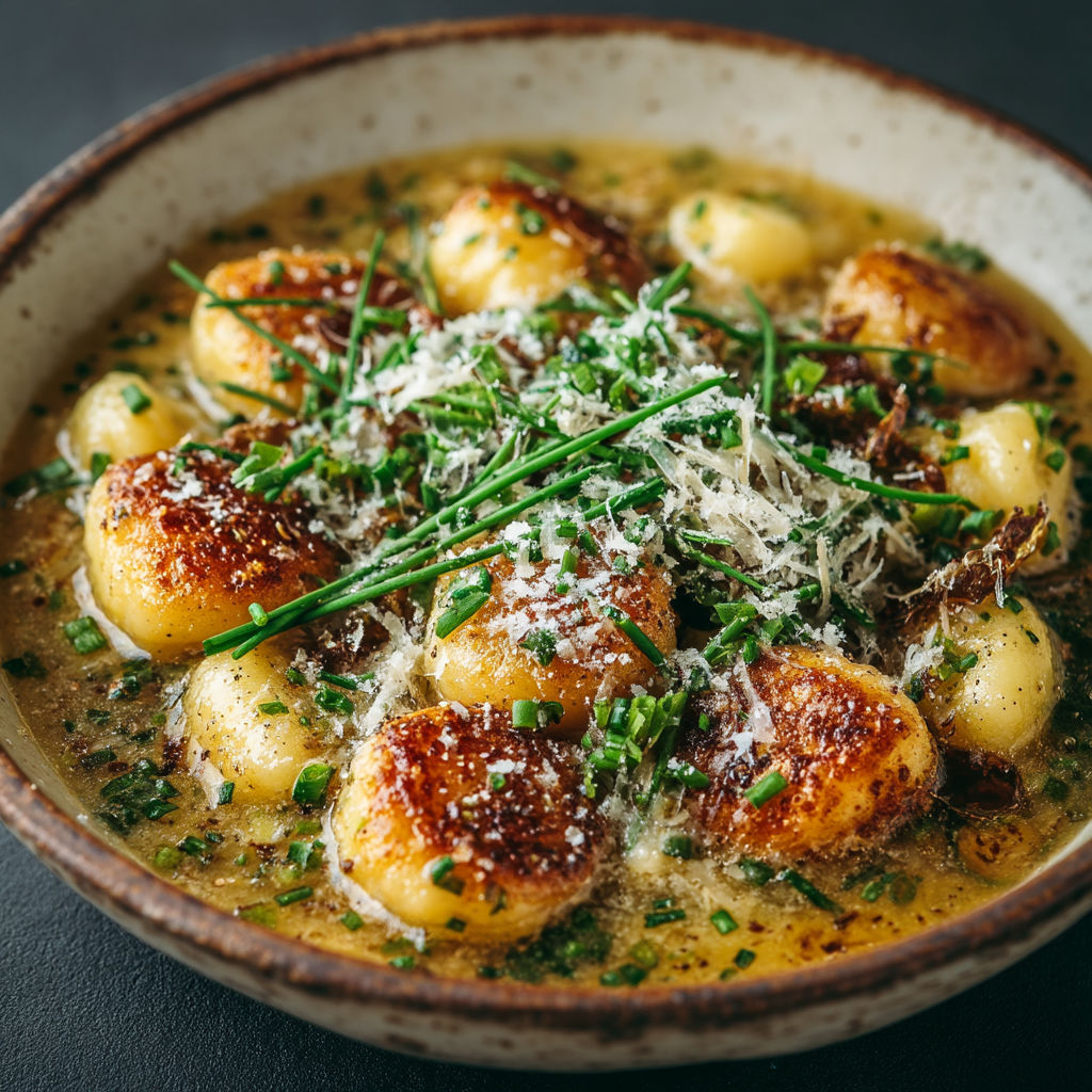 A bowl of food with a green herb on top.