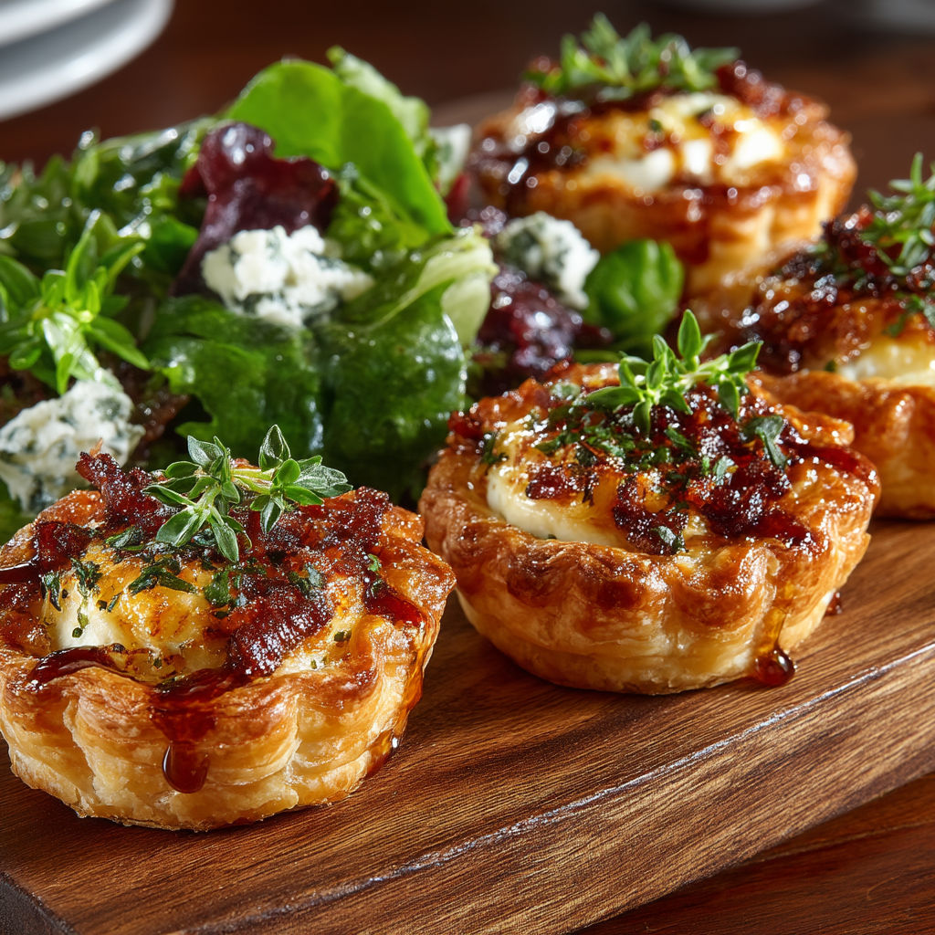 A plate of food with a salad and two small pastries.