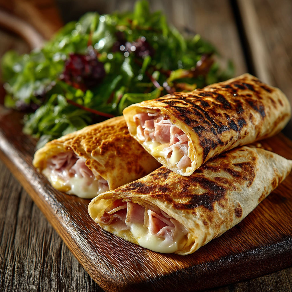A sandwich is on a wooden board.