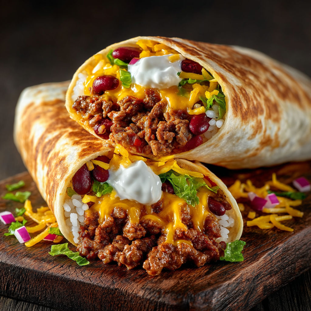 A burrito with beans and cheese.